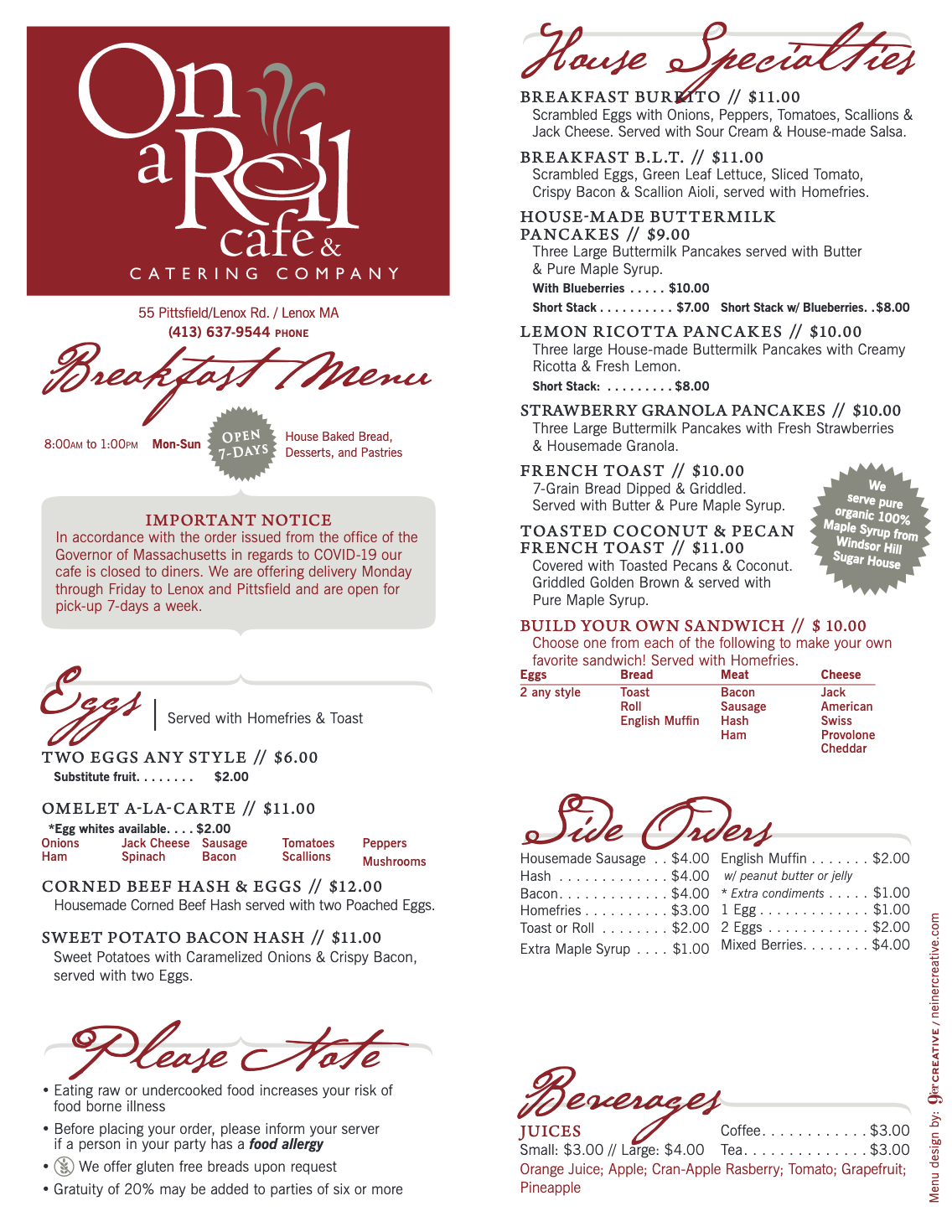 On a Roll Cafe & Catering Co – Eat Berkshires